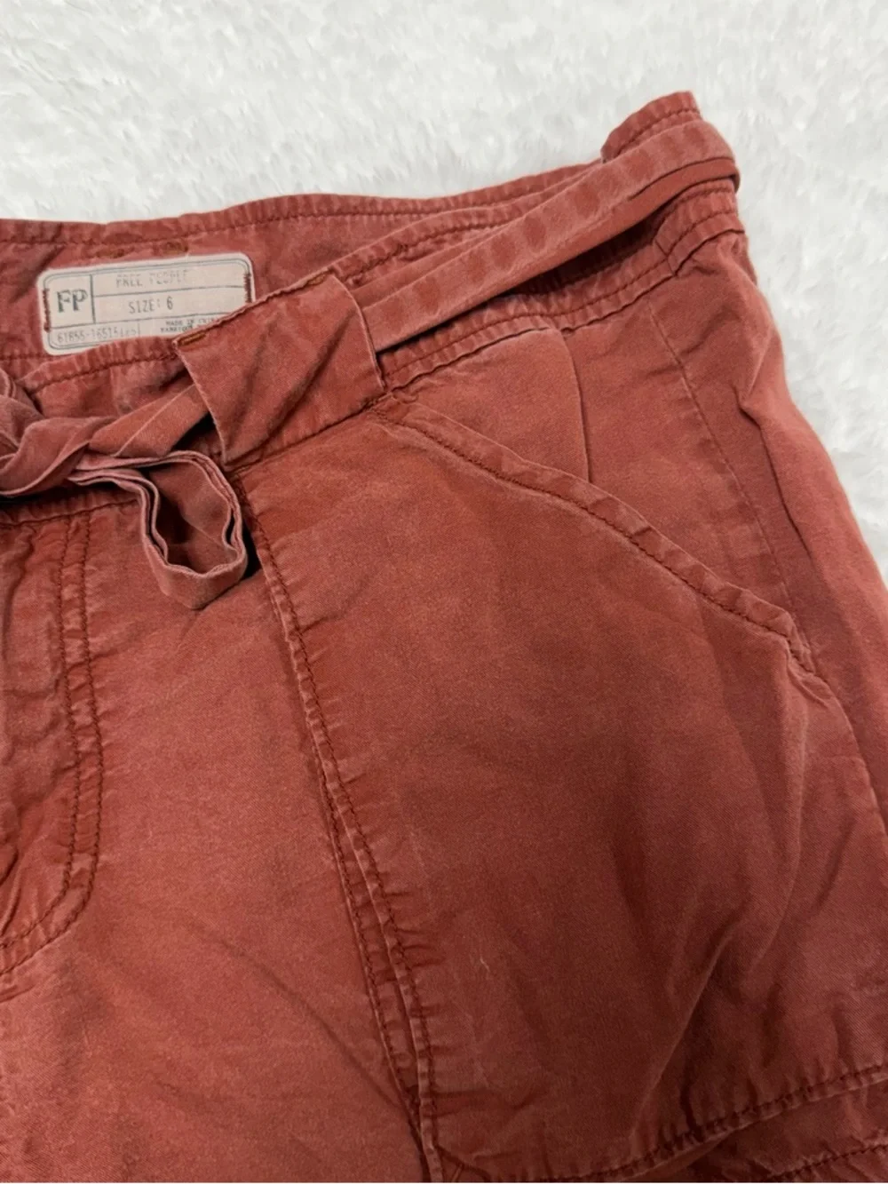 Free People Rust Tie-Waist High-Rise Shorts Size 6